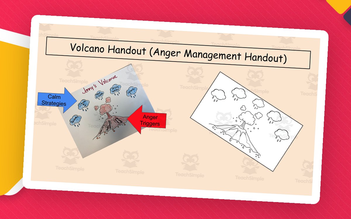Volcano Handout -An SEL Coloring Page SEL Worksheet preview: One raster-based volcano page