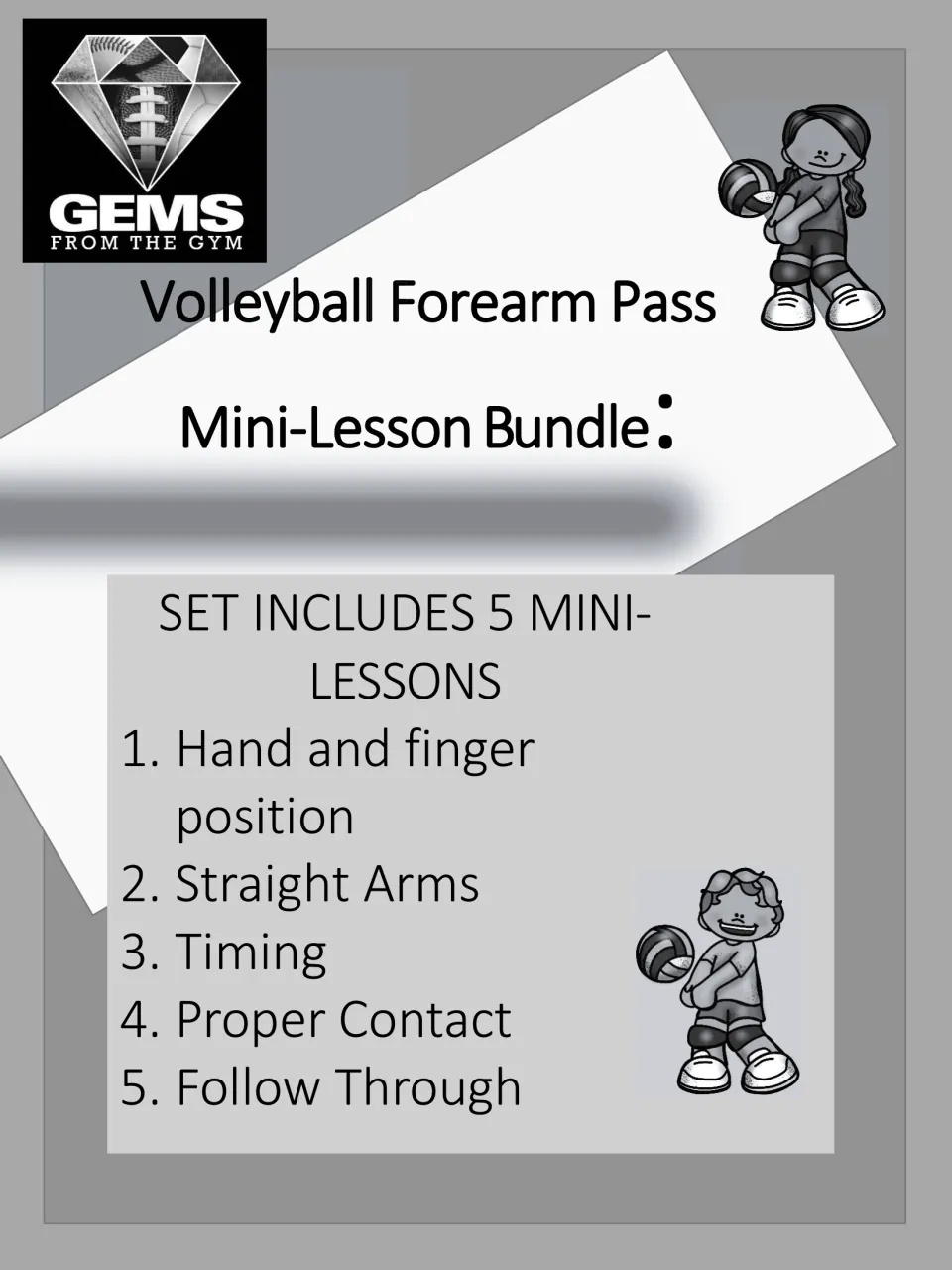 Grayscale cover lists five passing lessons: hand and finger position, straight arms, timing, contact, follow-through