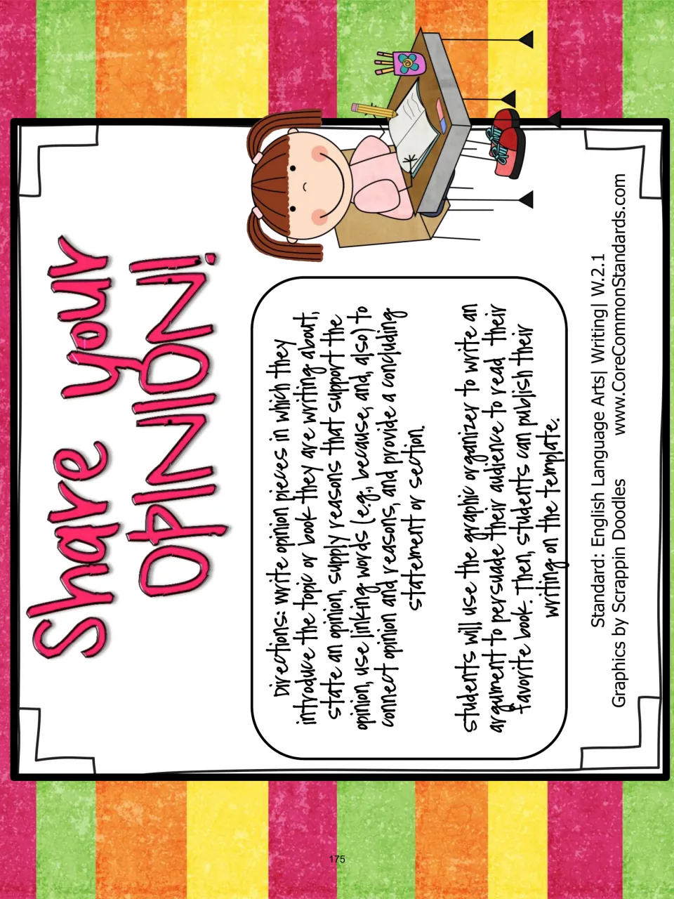Share Your Opinion directions: plan an argument persuading readers to read a favorite book, then publish it