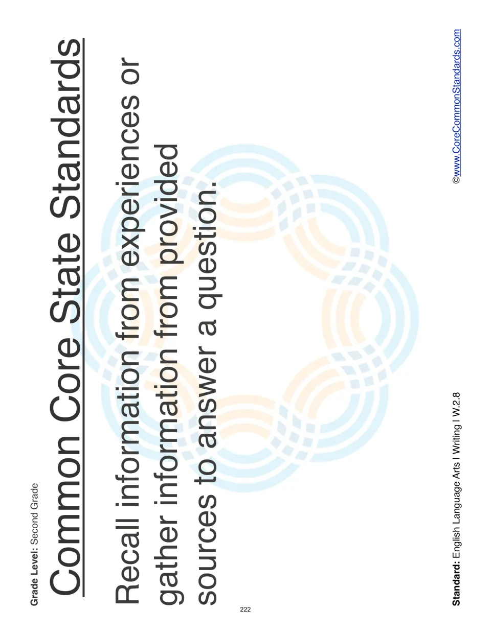 W.2.8 standard statement: recall information from experiences or gather information from sources to answer a question