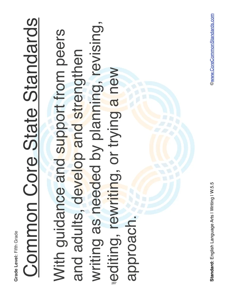 W.5.5 standard statement on strengthening writing through planning, revising, editing, and rewriting