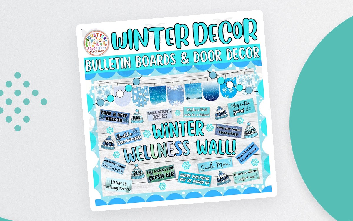 Wallness Bulletin Board Kit | SEL, Self-Care & Mental Health Decor ki teaching resource preview
