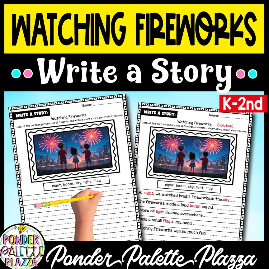 Watching Fireworks Write a Story Activity - Memorial Day – cover