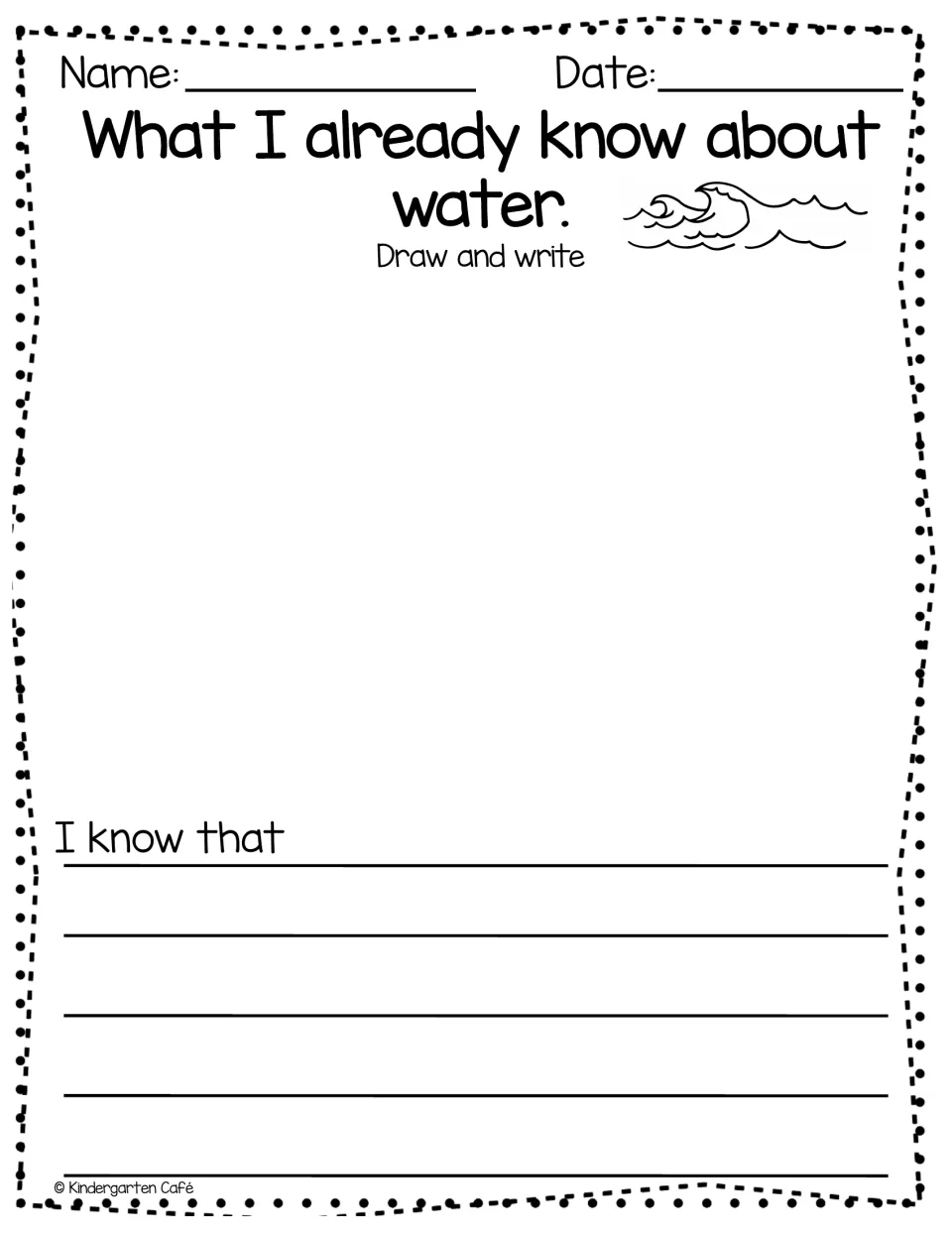 What I already know about water: students draw and write a sentence starting 'I know that' to share prior knowledge
