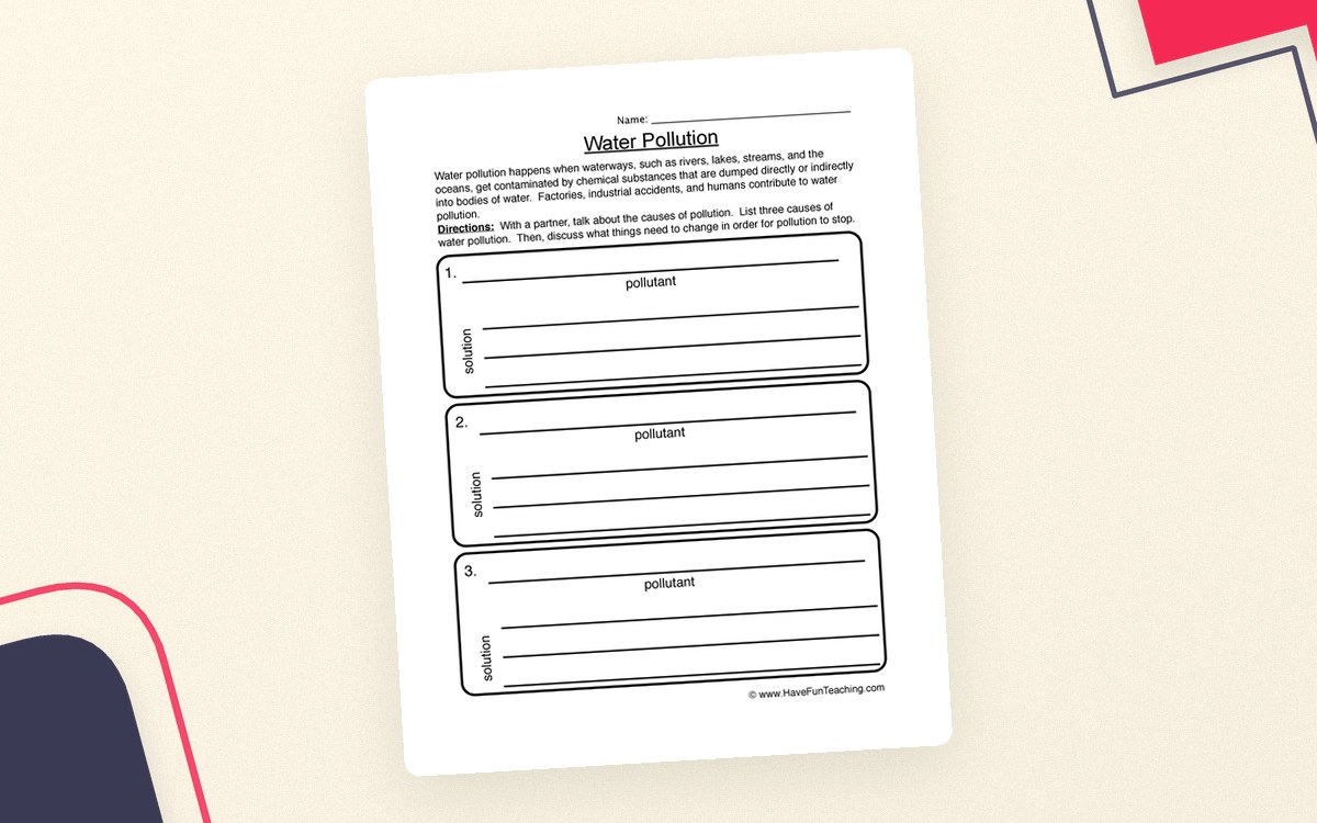 Water Pollution Worksheet preview: Short water-pollution introduction