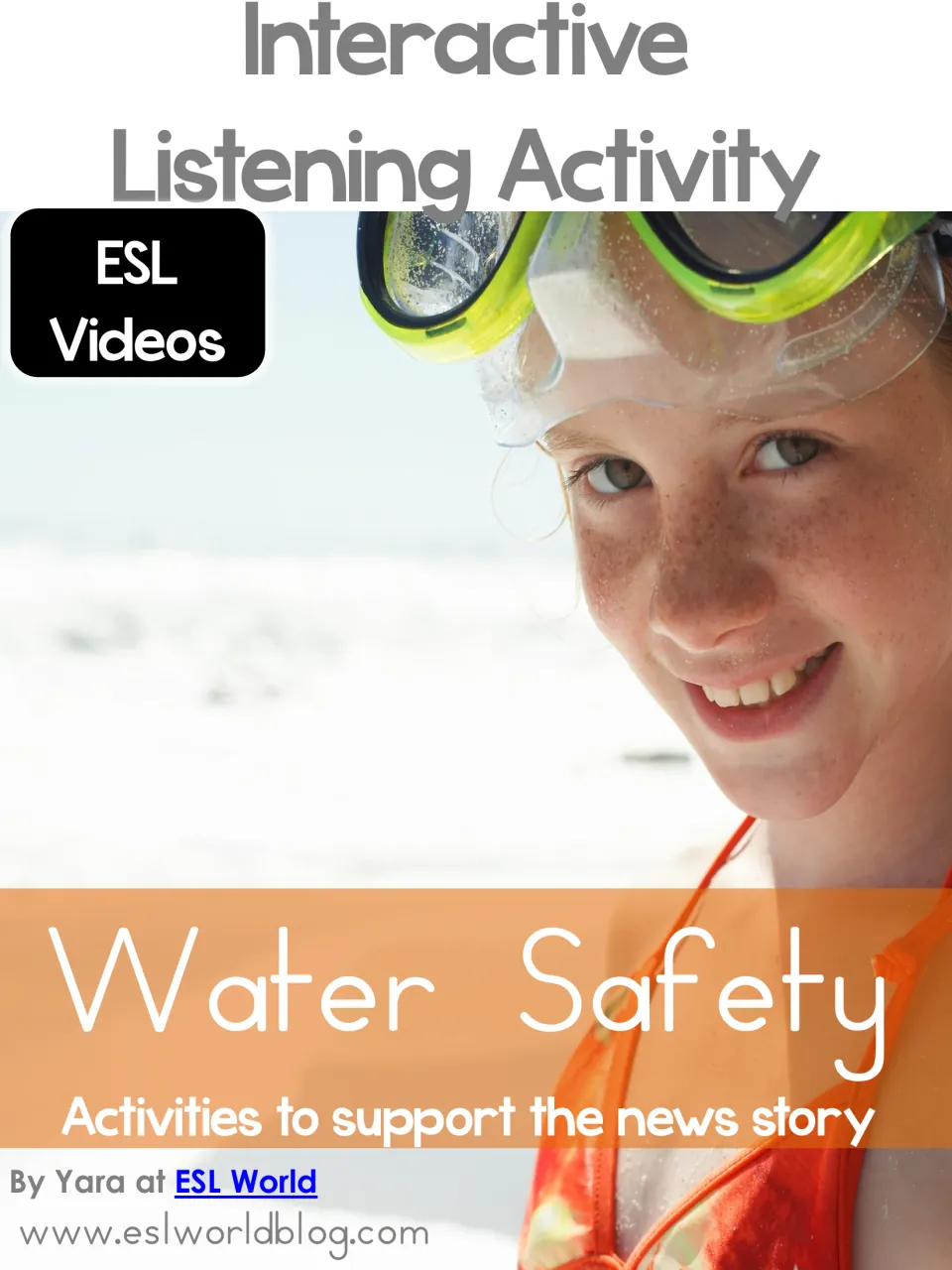 Water Safety cover for an ESL Videos interactive listening activity with tasks supporting a news story, by ESL World
