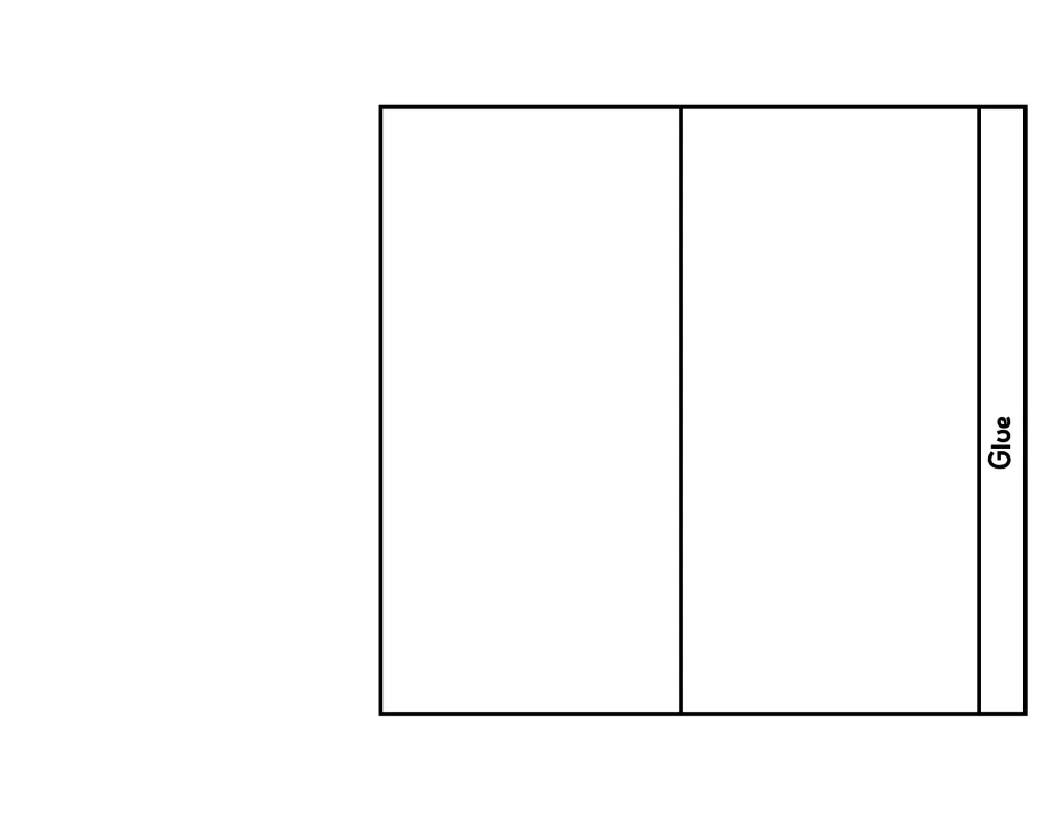 Foldable cut-out piece: shorter blank strip of 2 panels and a glue tab that completes the accordion base