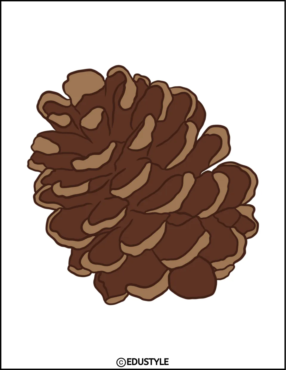 Fall decor cut-out: one large brown pinecone illustration in color, tilted to the right, to cut out and add to the display