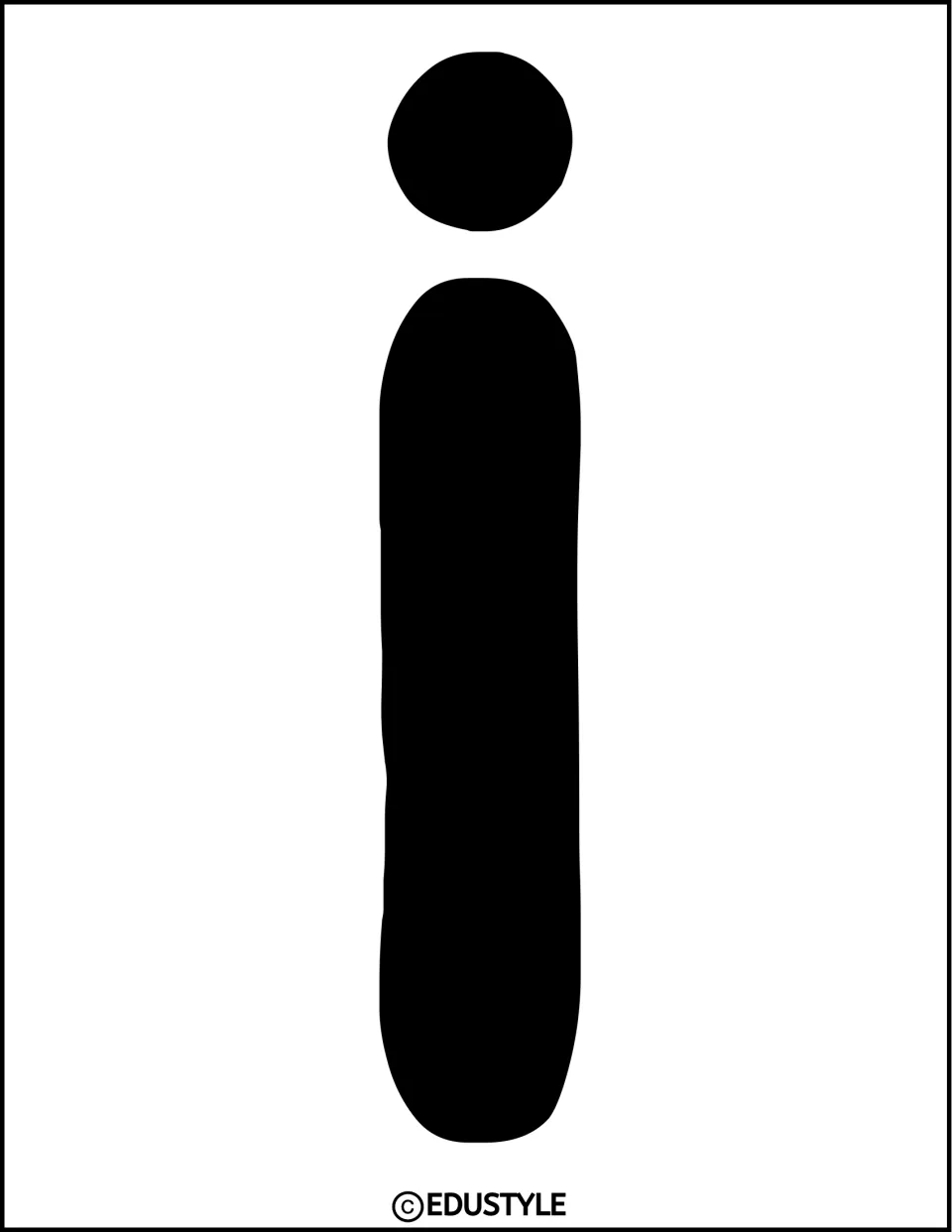 Black lowercase i for the Christmas bulletin board or door display, printed as one large letter with a dot
