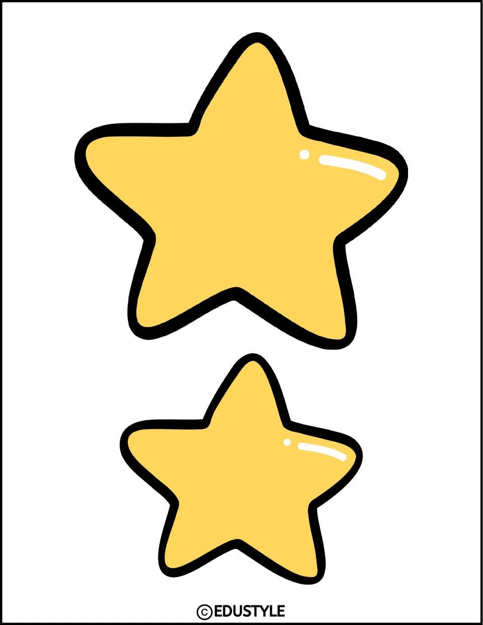 Two yellow star cutouts in different sizes for the retro Christmas bulletin board or door decor kit