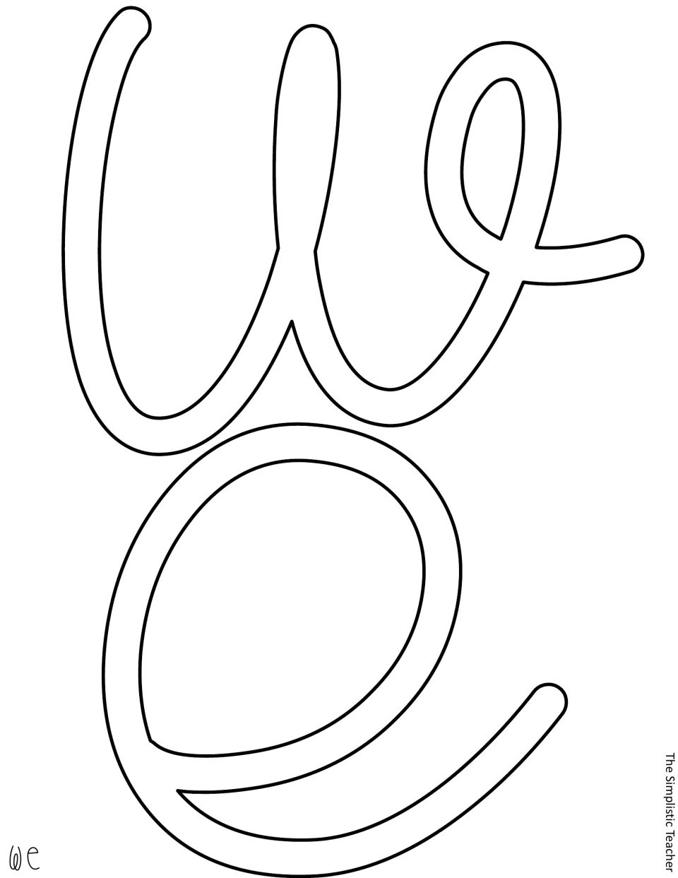 Cut-out script letters w and e share one printable sheet to form “we” in the cactus classroom display