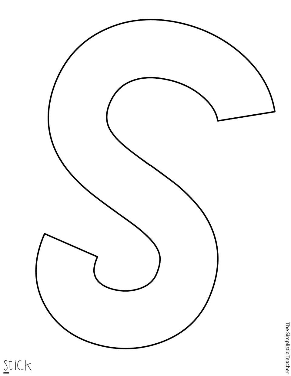 Cut-out letter s fills this printable sheet, beginning the word “stick” in the cactus classroom display