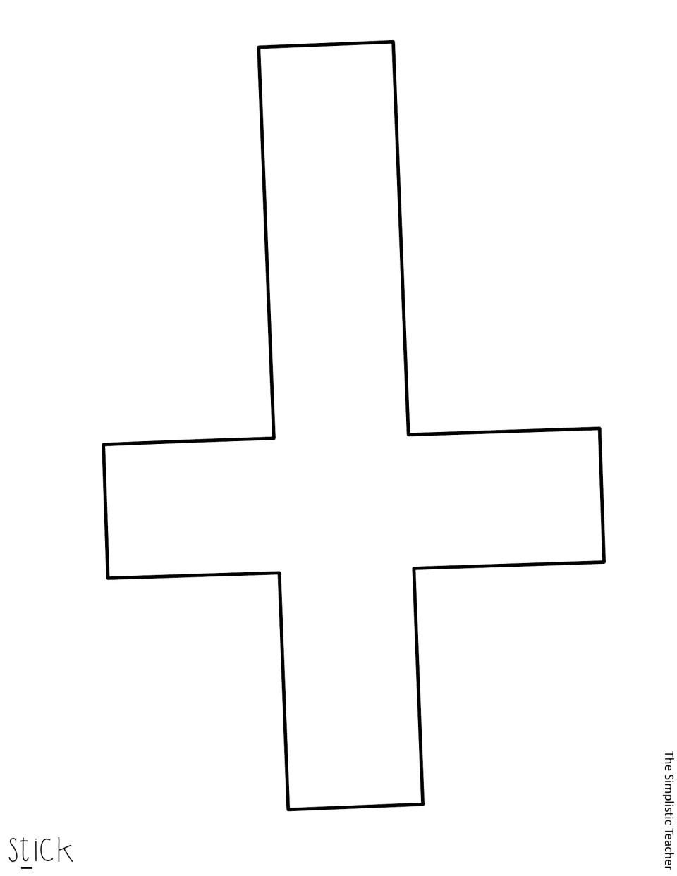 Cut-out letter t fills this printable sheet, forming the second letter of “stick” in the classroom display