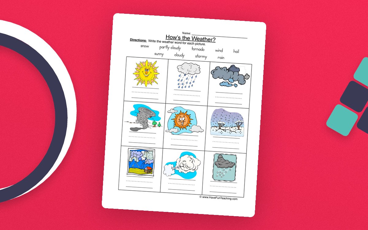 Weather Names Worksheet – Vocabulary Practice preview: Ten-word weather vocabulary bank