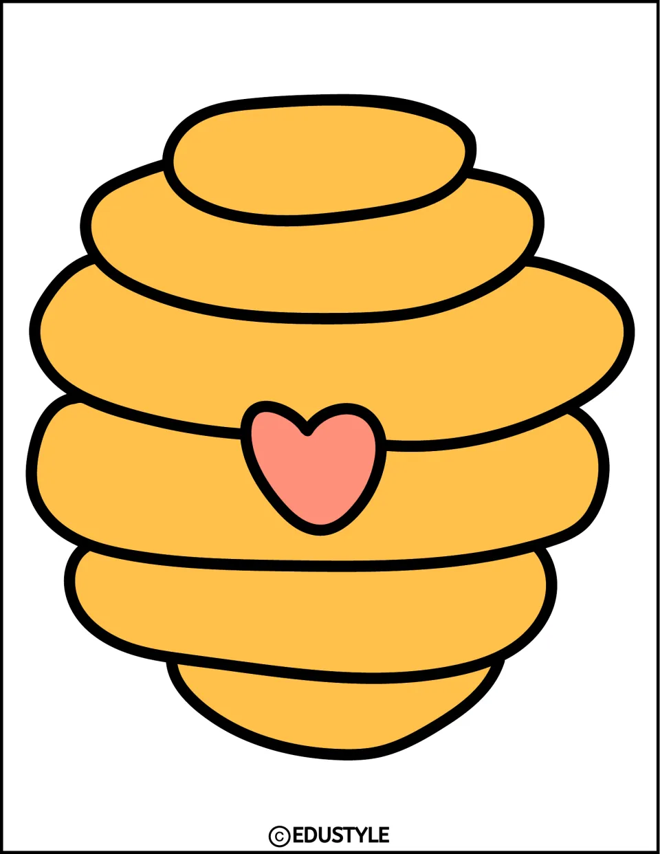 Large golden beehive decor piece, printed one per sheet for the bee-themed bulletin board or door display