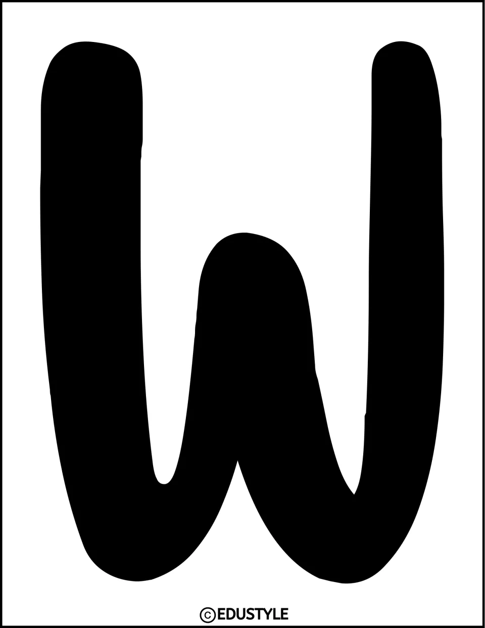 Display letter W for the kit's welcome sayings, printed as a single large black letter for classroom decor