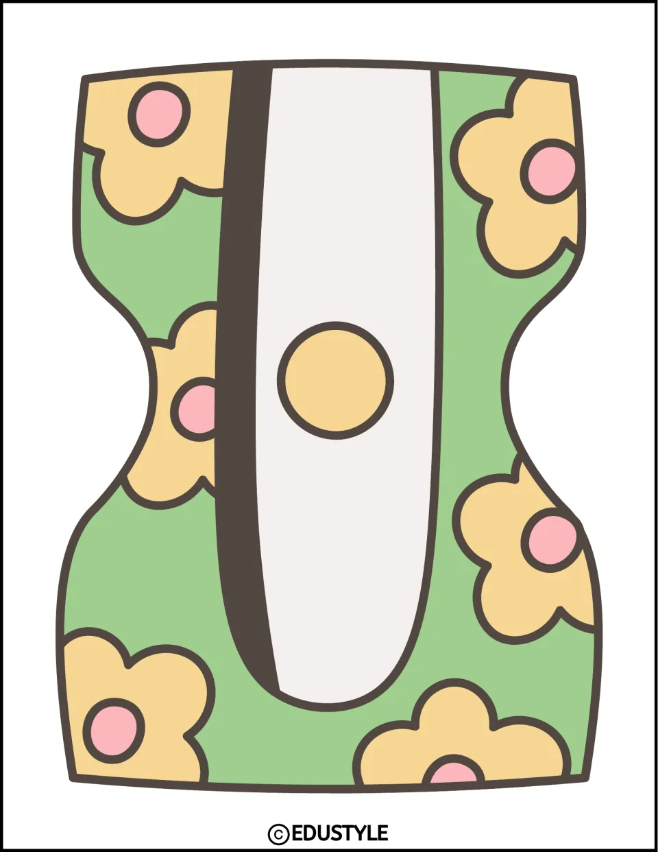 Pencil sharpener cutout sheet for the back-to-school decor kit, featuring one large green floral sharpener