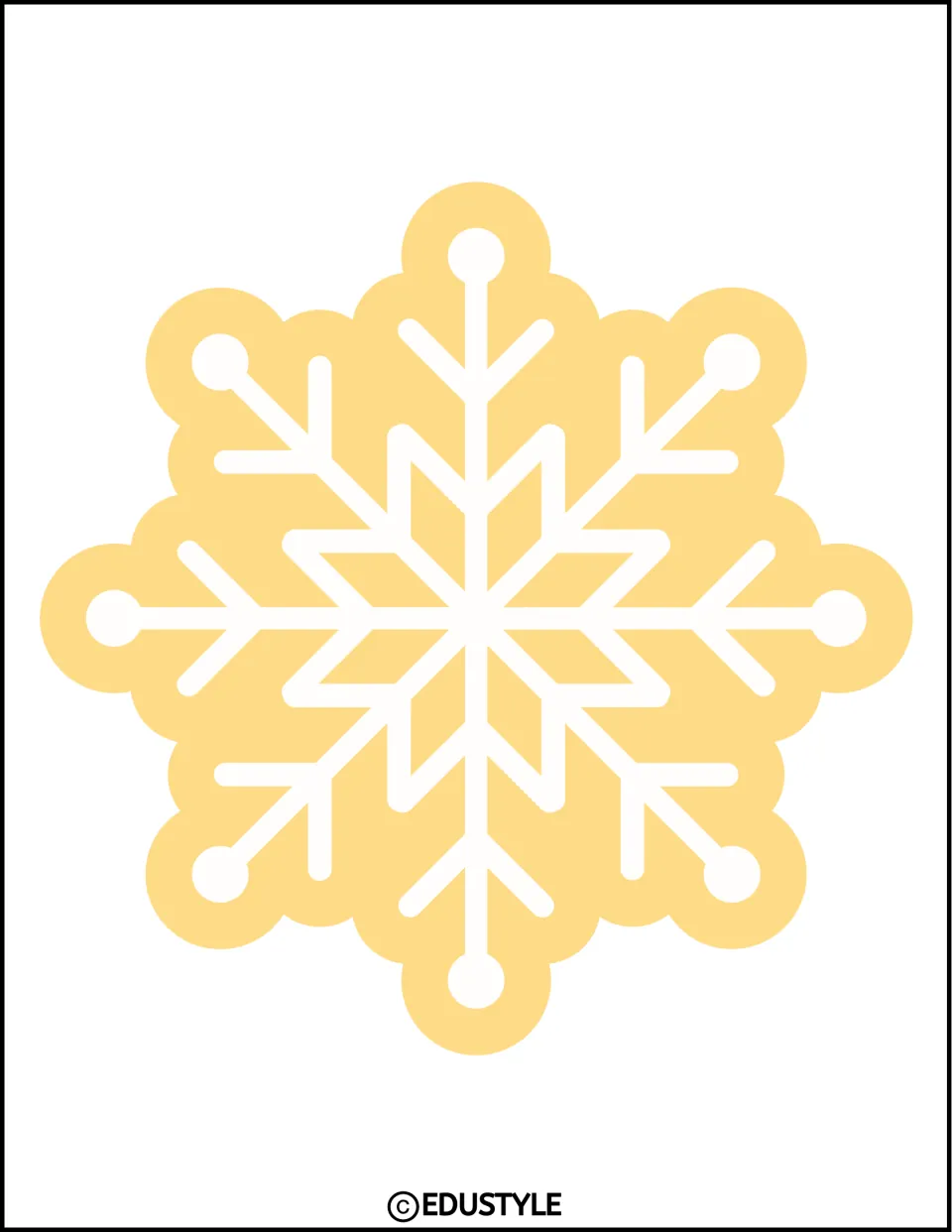 One large pastel yellow snowflake cutout for the winter bulletin board or classroom door decor display
