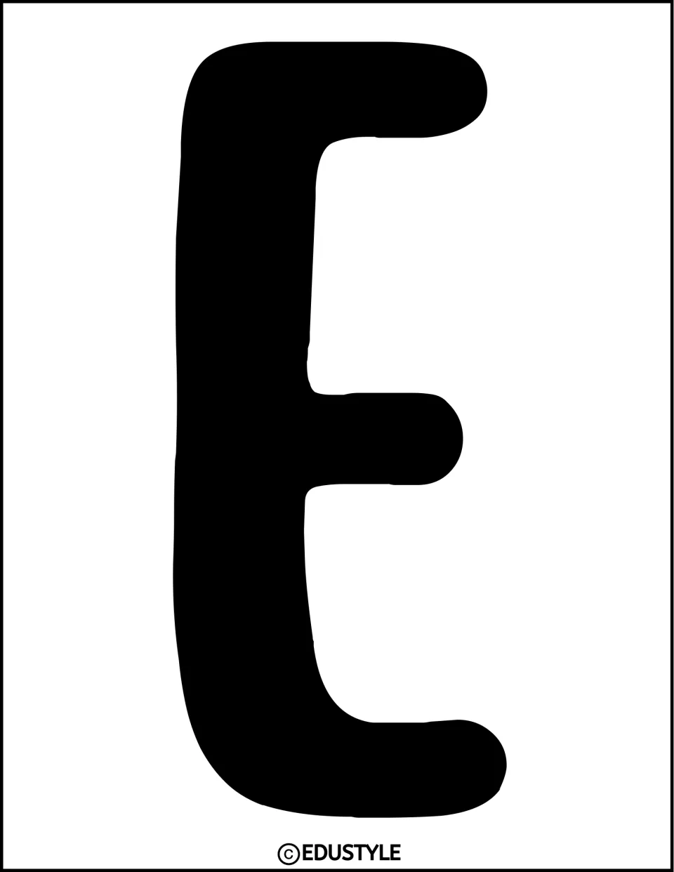 Black uppercase E display letter for the Christmas bulletin board or door decor kit, printed on its own