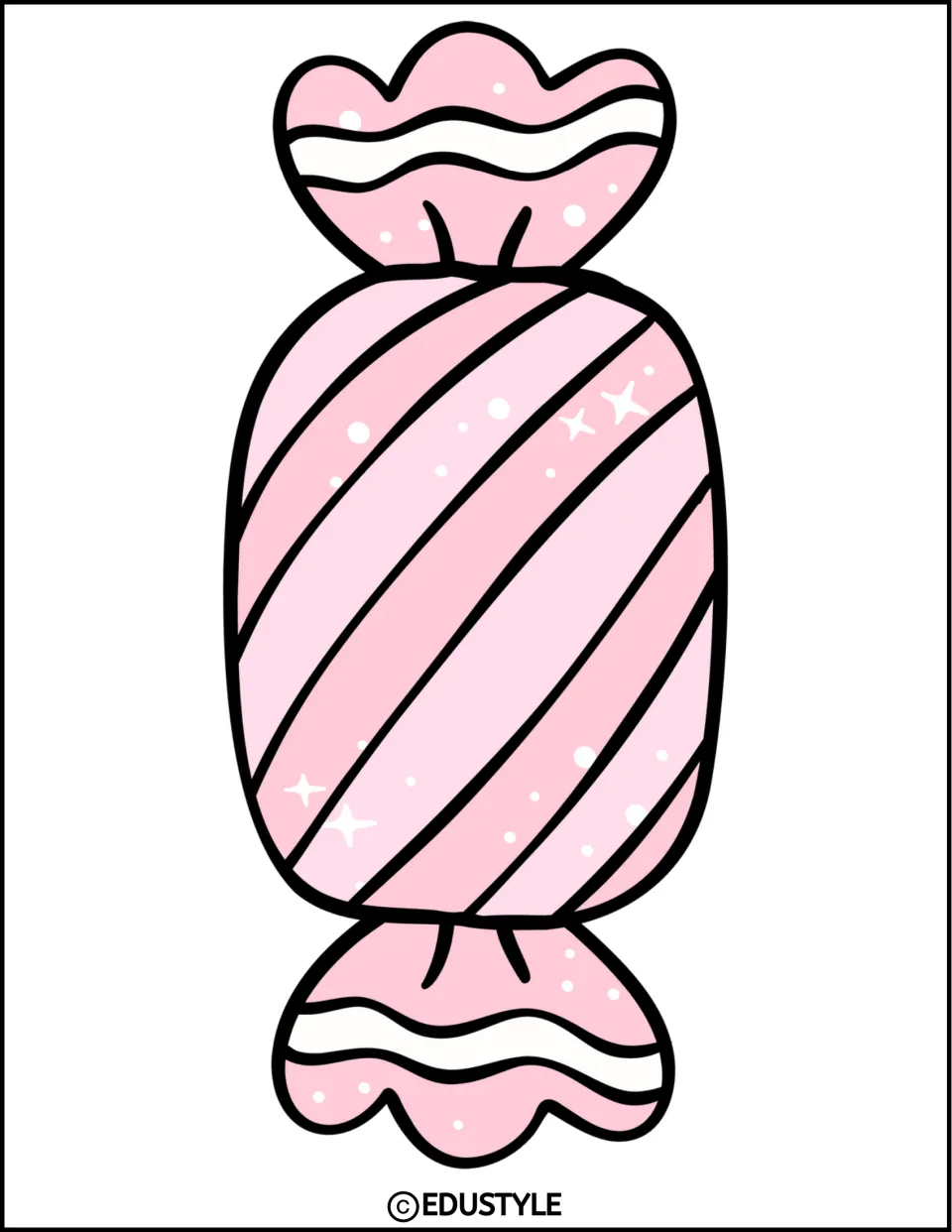 One vertical pink wrapped candy cutout with diagonal stripes for the Christmas bulletin board or door display