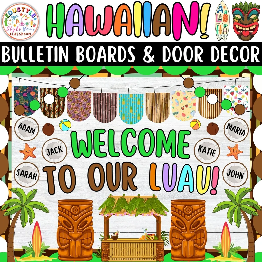 Welcome to Our Luau: Hawaiian & Summer Bulletin Board & Door Decor Kit – cover