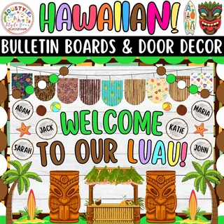 Welcome to Our Luau: Hawaiian & Summer Bulletin Board & Door Decor Kit – cover