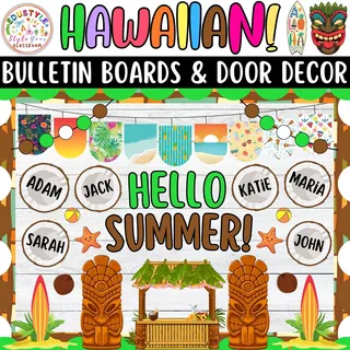Welcome to Our Luau: Hawaiian & Summer Bulletin Board & Door Decor Kit – sample page 3