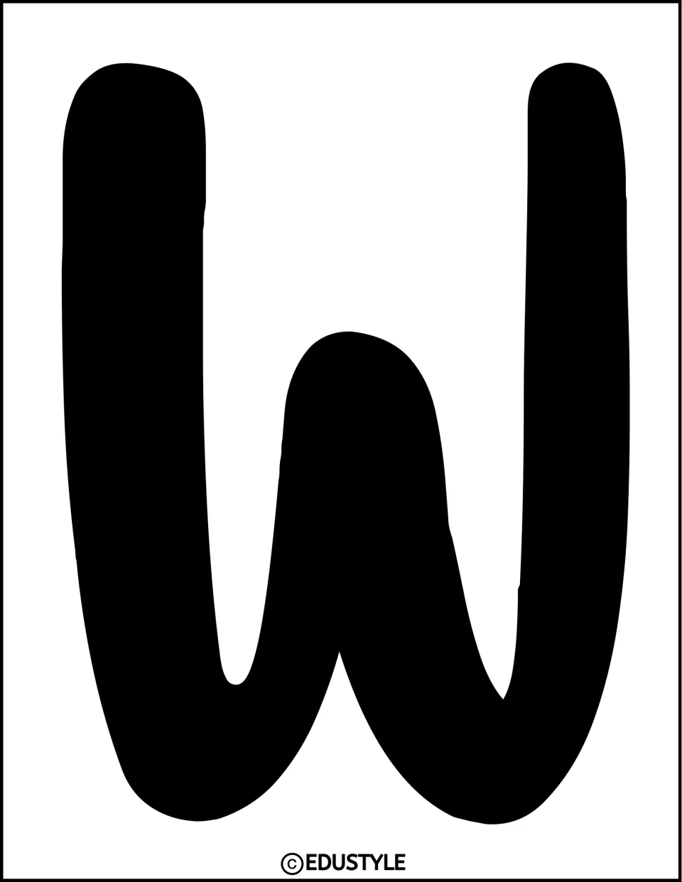 Bulletin board letter W: a full-page black bubble letter to print and cut out for the luau welcome title