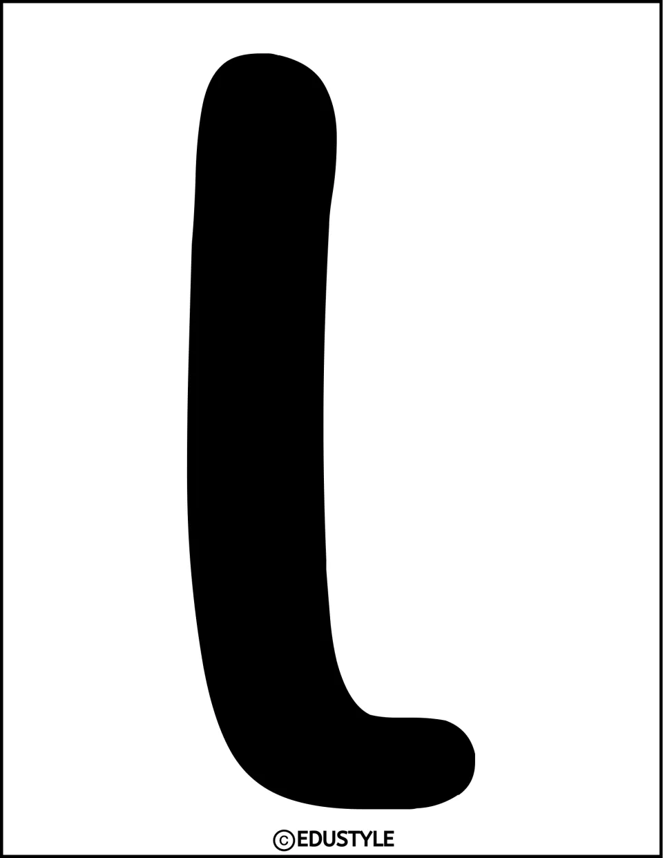 Bulletin board letter L: an oversized rounded black letter filling the page, cut out to spell the display title