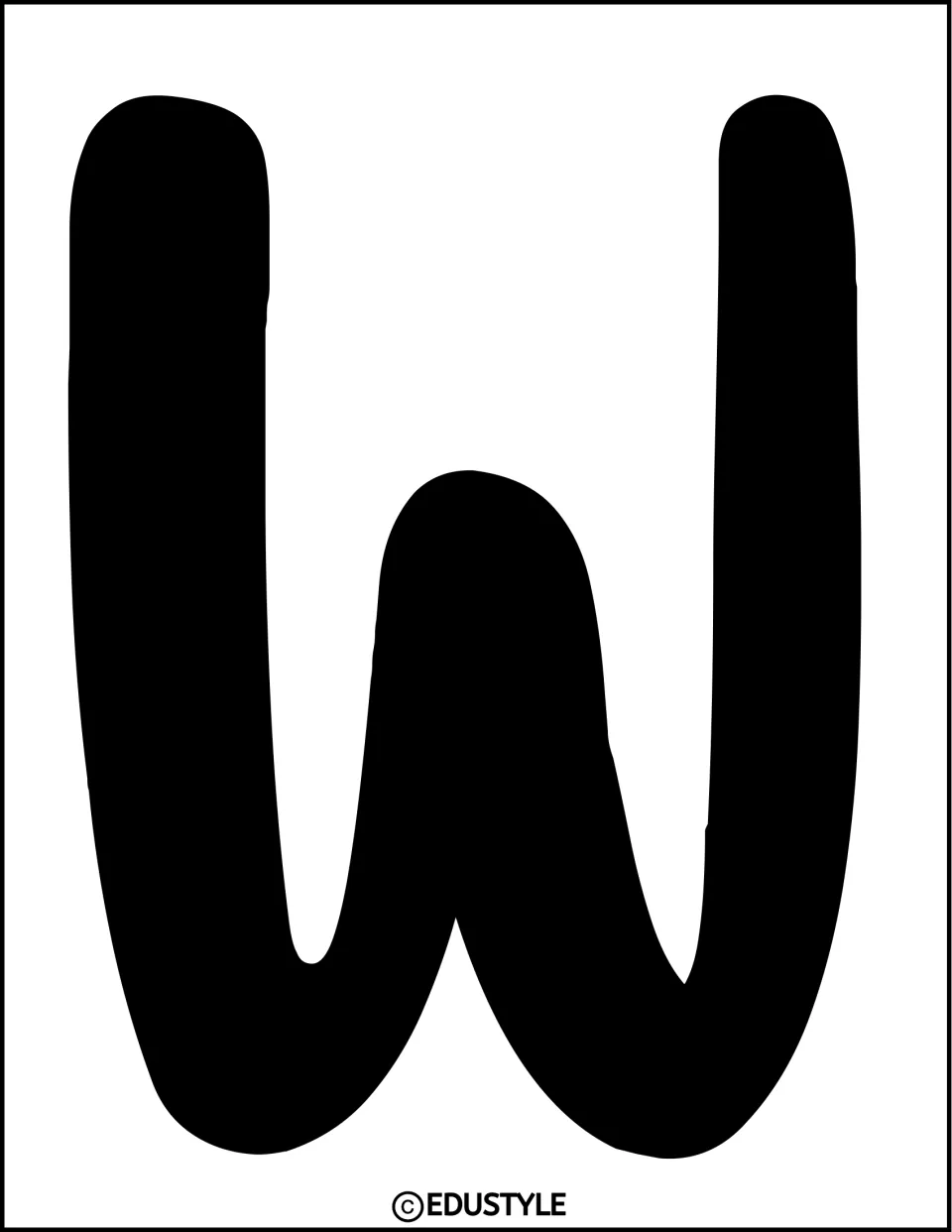 Thanksgiving display letter W: a full-page solid black bubble-style W to print and cut out, first letter of the banner
