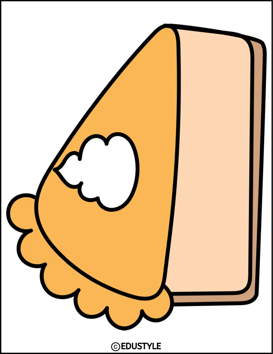 Pumpkin pie cutout for the fall bulletin board and door decor kit, with white topping and an upward-facing tip