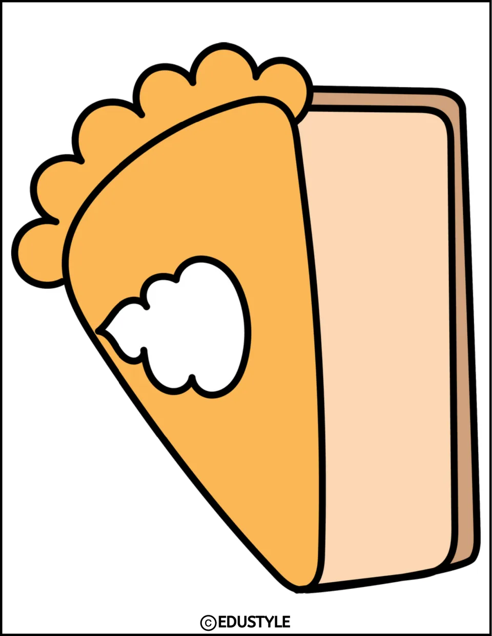 Pumpkin pie cutout for the fall bulletin board and door decor kit, with white topping and a downward-facing tip