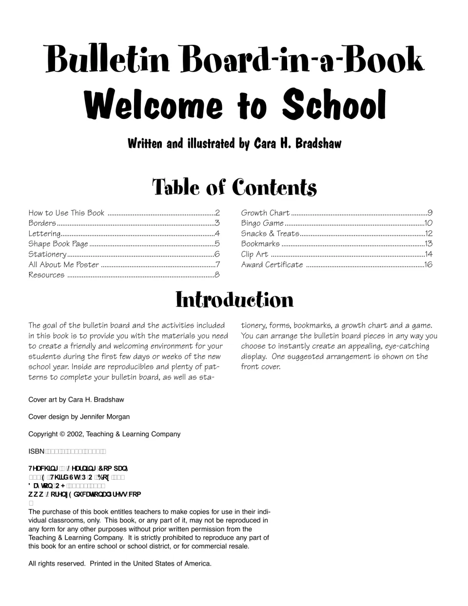 Title page listing contents from How to Use This Book to Award Certificate, an introduction and copying permissions