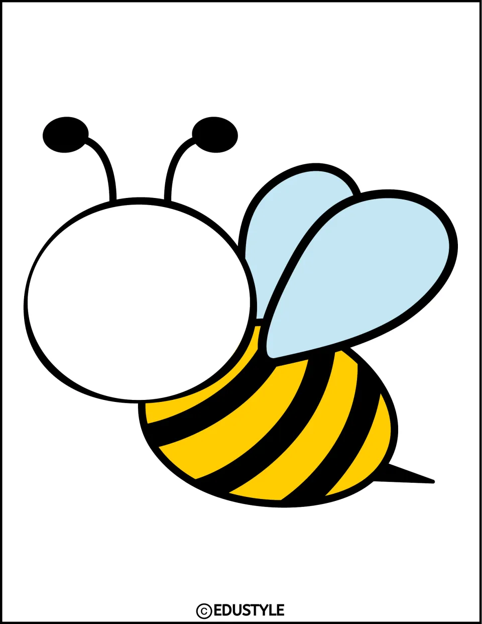 Large left-facing bee cutout with a blank face for a student name or photo in the classroom display kit