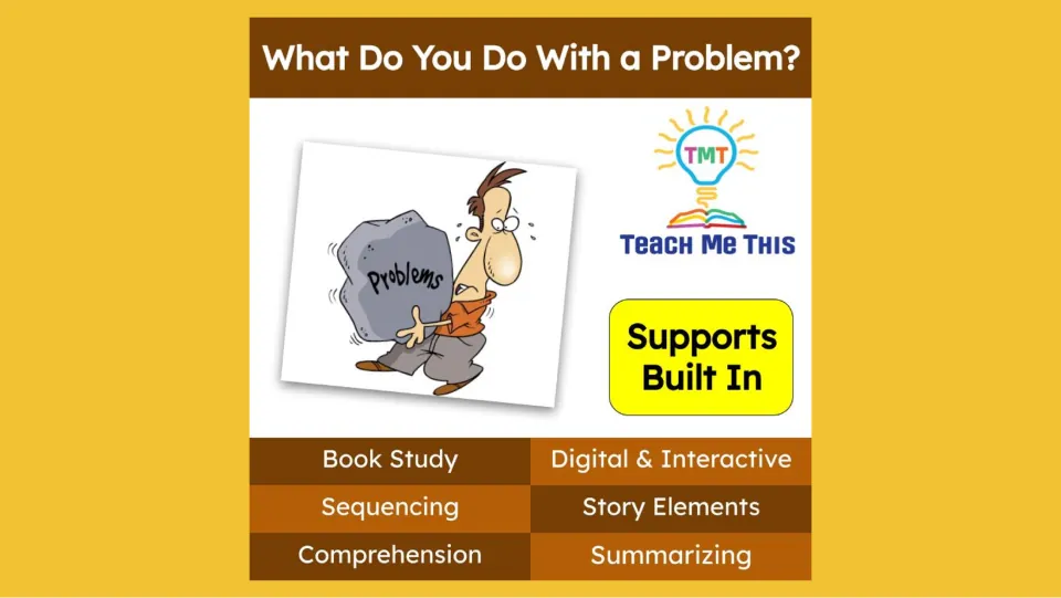 Book study cover for What Do You Do With a Problem?, listing sequencing, comprehension, and summarizing