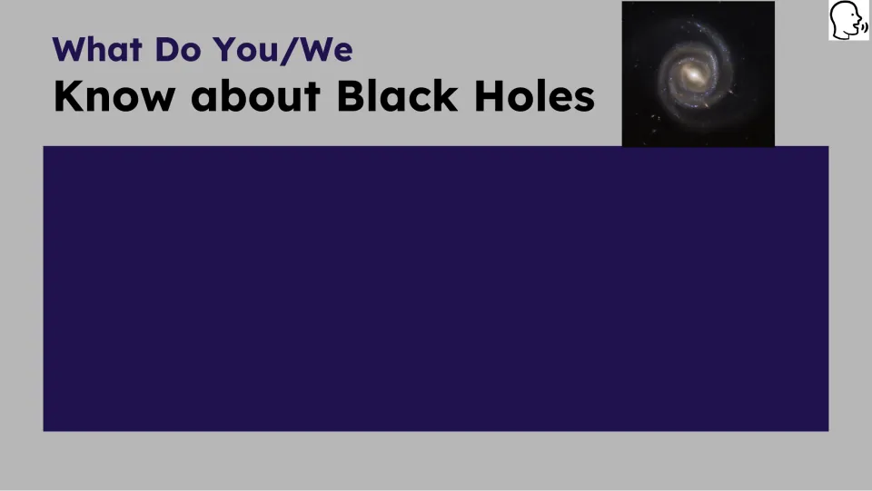 Prior-knowledge slide asks what students know about black holes and provides space to record their ideas