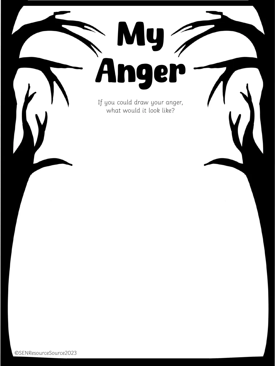 My Anger reflection: students answer 'If you could draw your anger, what would it look like?' with their own drawing