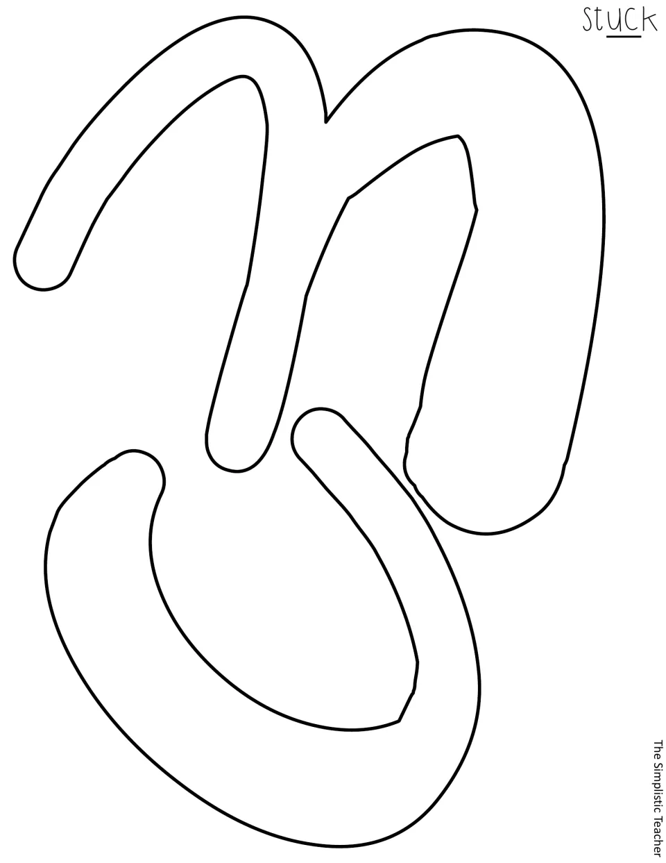 Black-outline script u and c cutout letters continue the word “stuck” in the cactus assessment display title