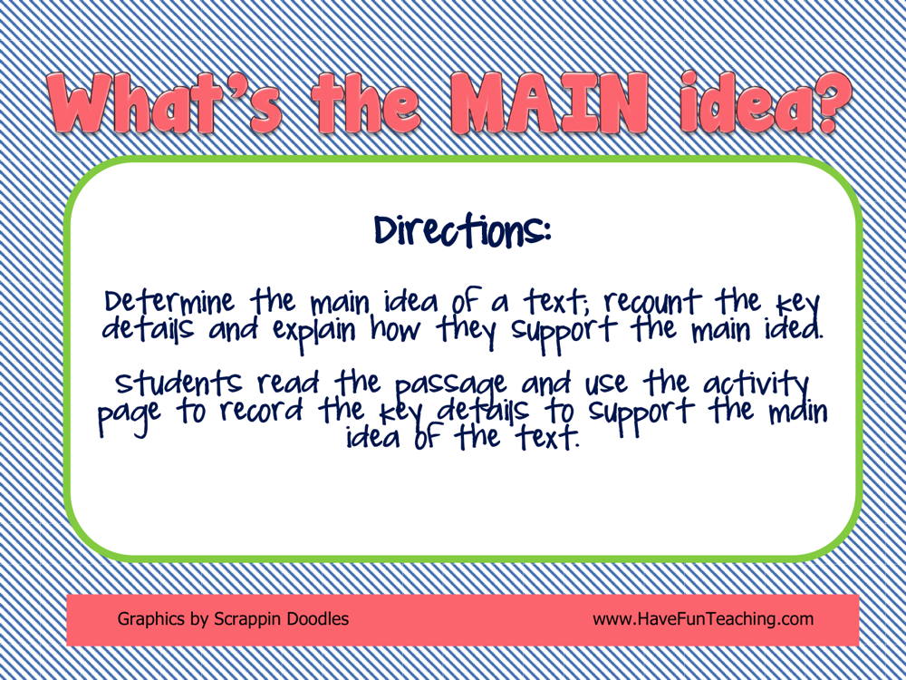 What's the Main Idea Activity teaching resource preview