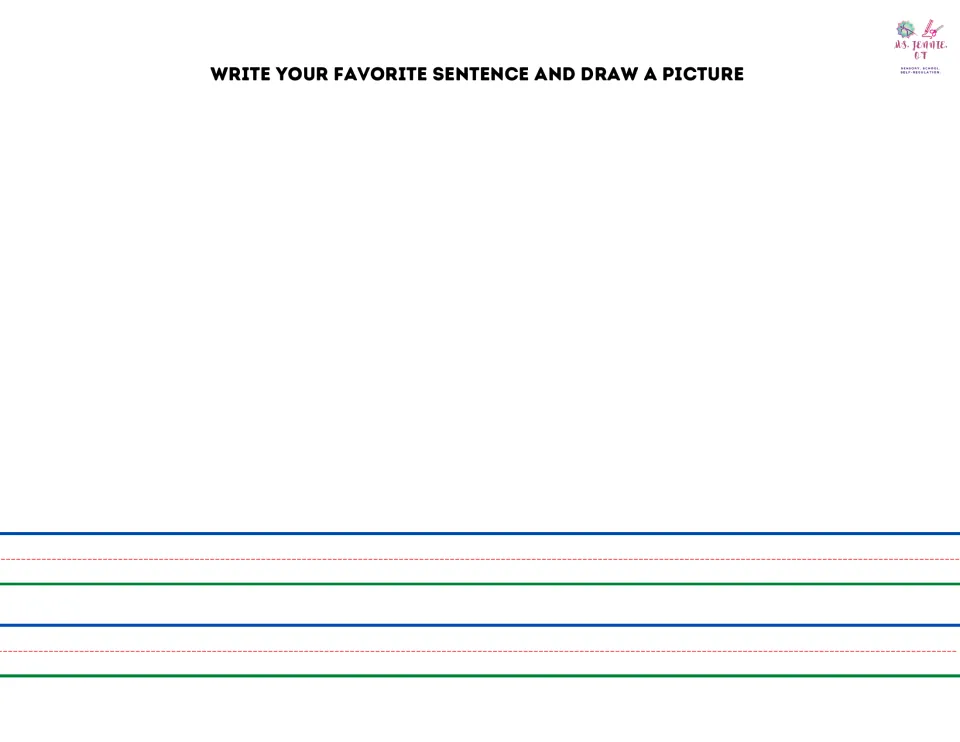Favorite sentence page: students copy their favorite corrected sentence from the Minecraft set and illustrate it