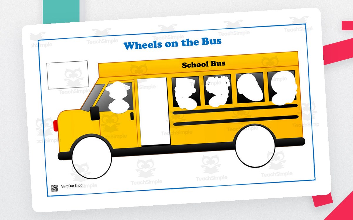 Wheels on the Bus Printable – Cut & Paste Activity preview: Bus-themed base page