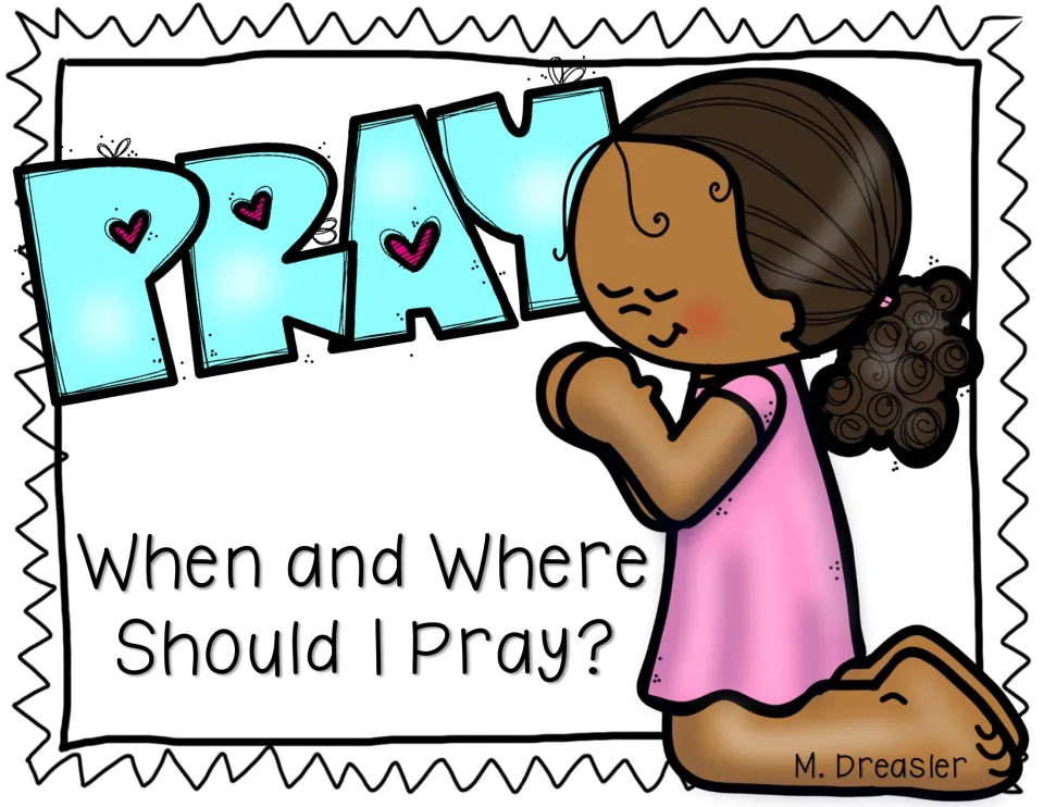 Cover of a prayer book by M. Dreasler: a girl in a pink dress kneels with folded hands beside the big word PRAY