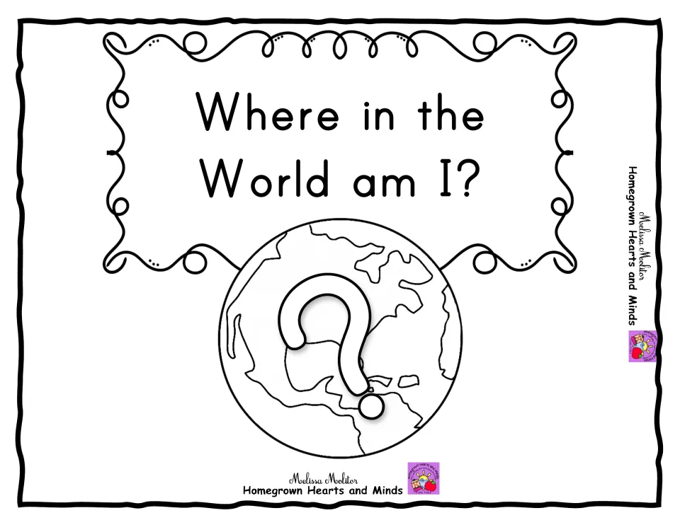 Cover of Where in the World am I? showing the title above a globe outline with a large question mark across it