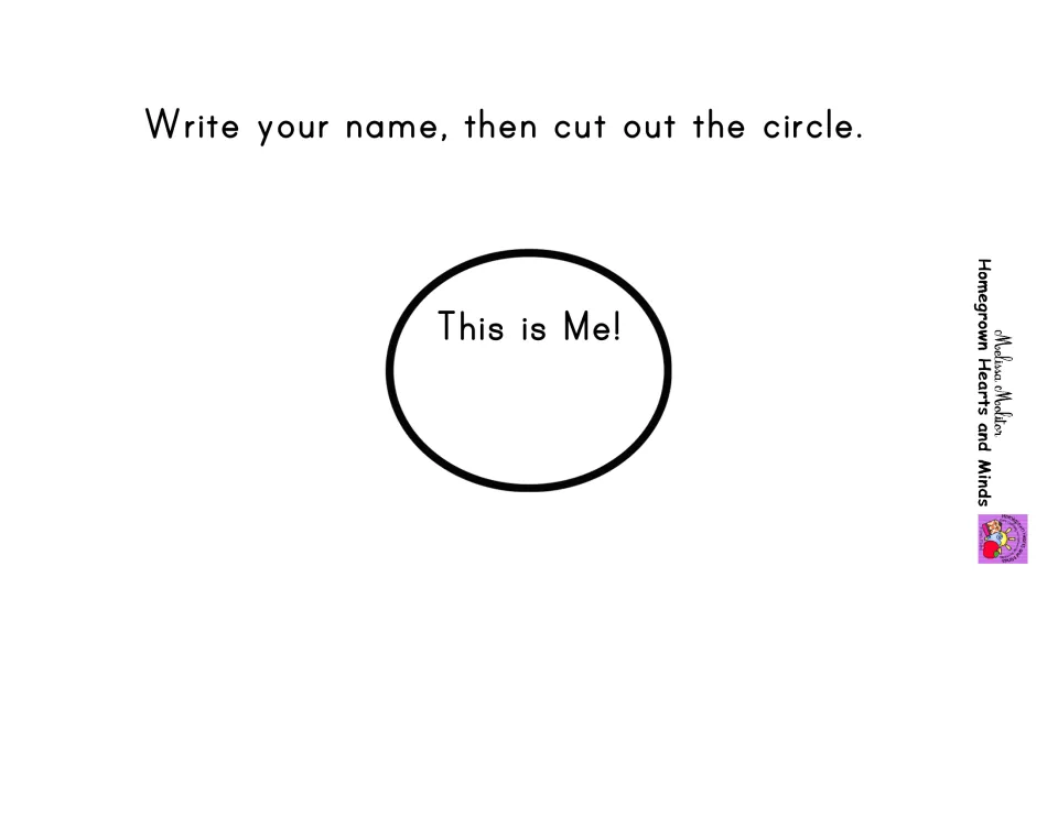Name circle: students write their name inside the smallest circle, labeled 'This is Me!', then cut out for the top layer