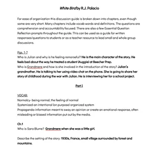 White Bird Discussion Questions – preview 1