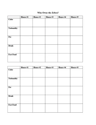 Who Owns the Zebra - Deductive Reasoning Exercise – preview 1
