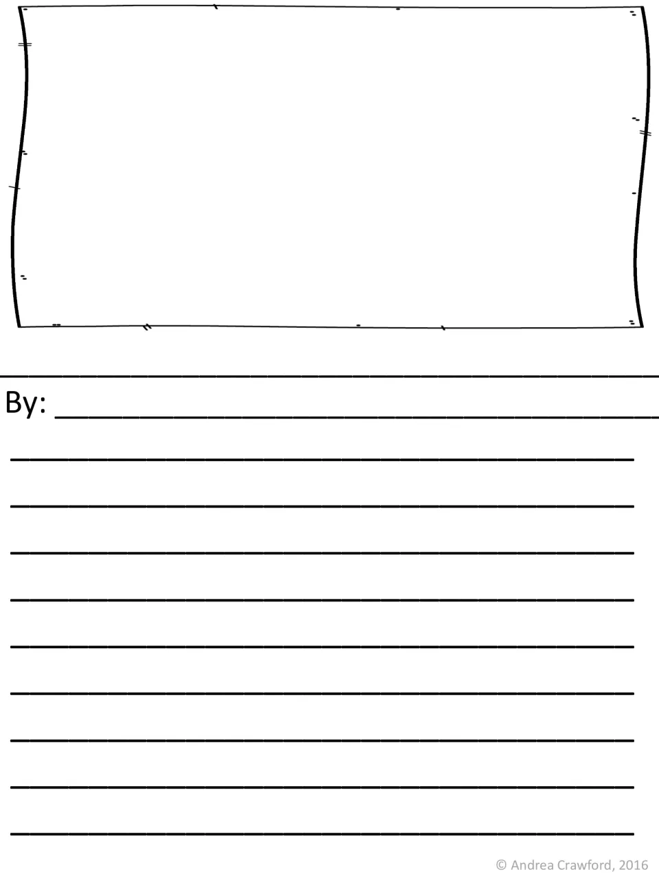 Second story sheet: students add a title and author name, illustrate their animal matchup and write the full story