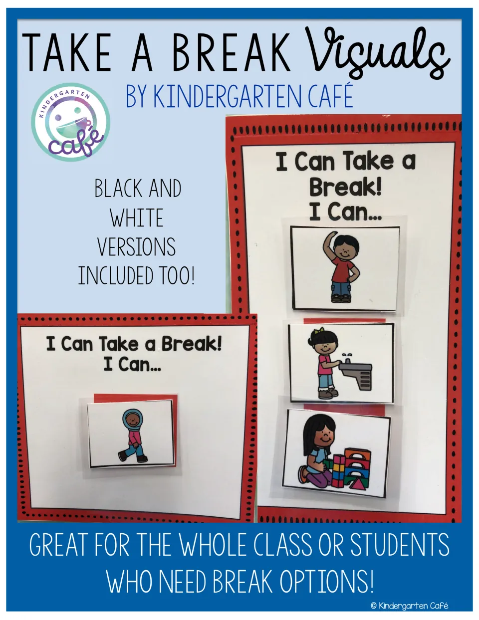 Take a Break Visuals cover showing completed one-choice and three-choice charts with break activity cards