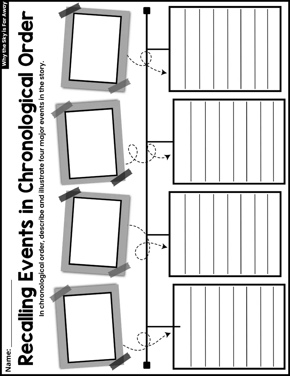 Recalling Events in Chronological Order: students describe and illustrate four major story events along a timeline