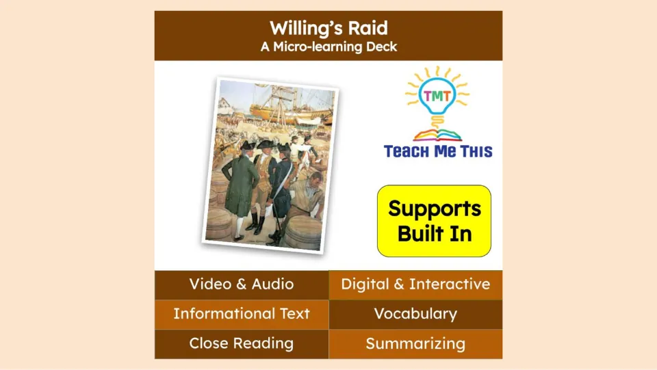 Lesson deck cover listing video, audio, informational text, close reading, vocabulary, and summarizing